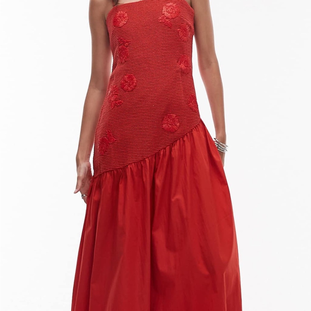 Topshop Vibrant Red Strapless Dress